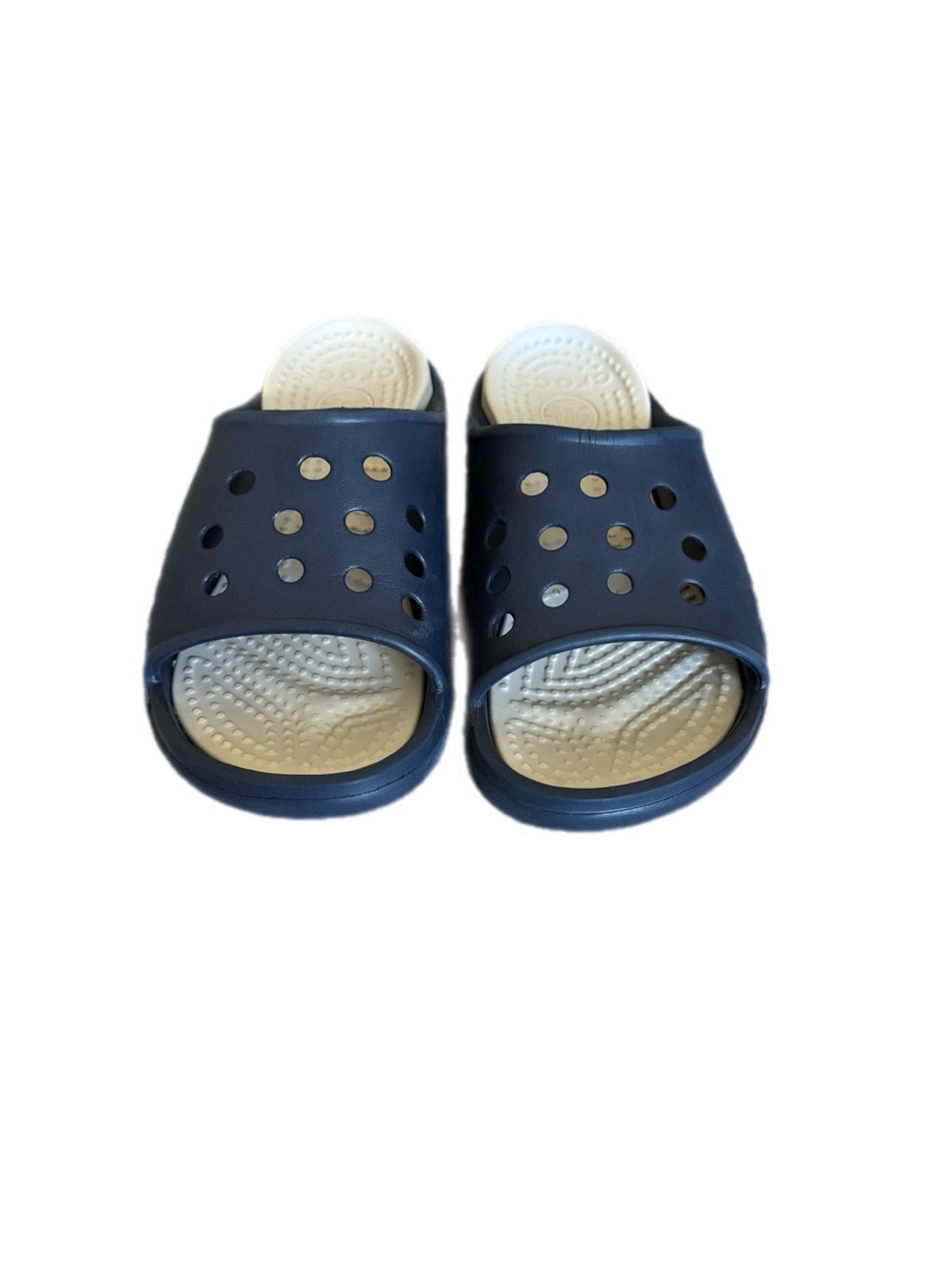 Adult unisex Croc Navy and Cream Slide Sandals